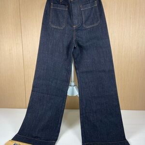 Vigoss Wide Leg Trousers Jeans Size 25 Dark Blue High Rise 28” Inseam NWT